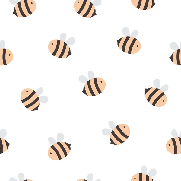 Χαριτωμένο Μοτίβο Μέλισσας Εικονογράφηση Φορέα Κινουμένων Σχεδίων Που Απομονώνονται Λευκό — Διανυσματικό Αρχείο
