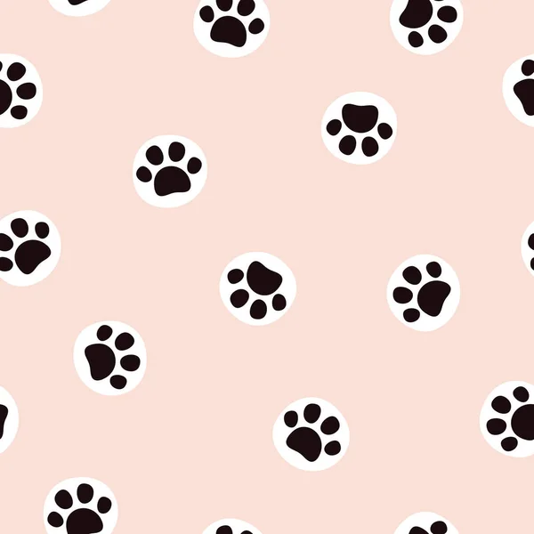 Cute Seamless Pattern Pet Paw Cat Dog Footprint Background Vector — Stock Vector