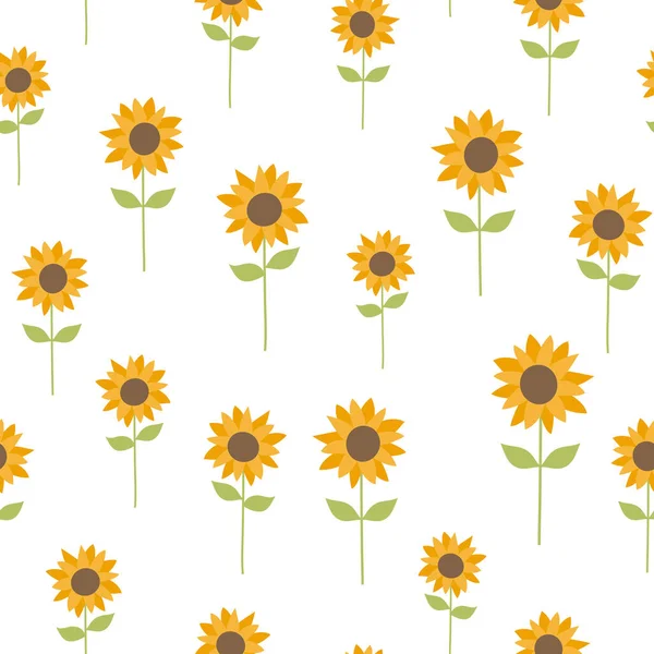 Nahtloses Muster Mit Sonnenblumen Vektorillustration Auf Weißem Hintergrund Kann Für — Stockvektor