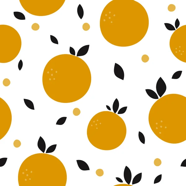 Seamless Pattern Citrus Orange Fruits Summer Background Vector Illustration — Stock Vector