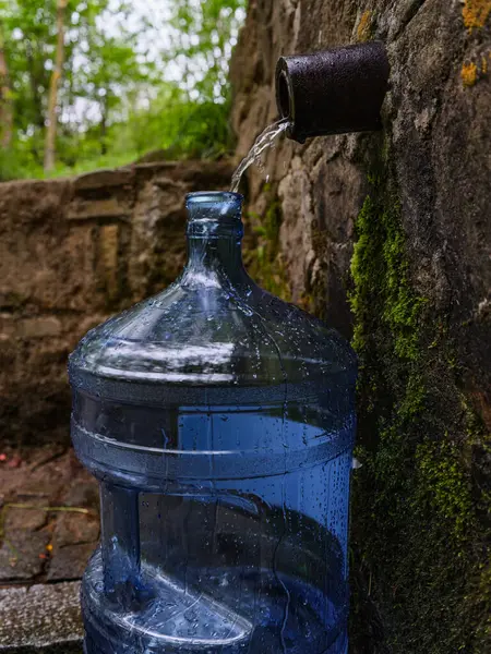 Plastic Water Bottle Fresh Cold Natural Spring Water Source Stockbild