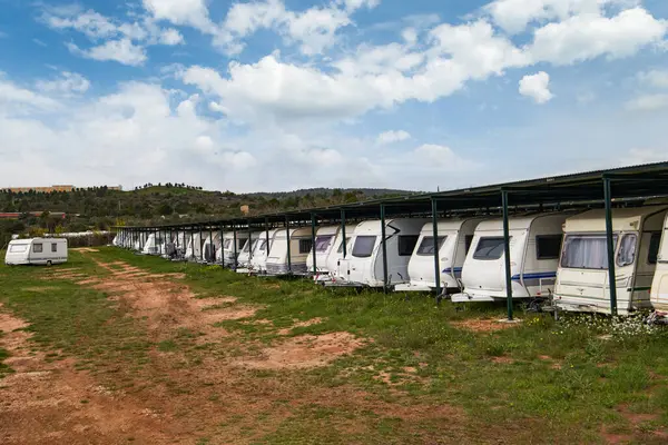 Dethleffs Camping Trailer Sale Caravan Trailers Parked Telifsiz Stok Fotoğraflar