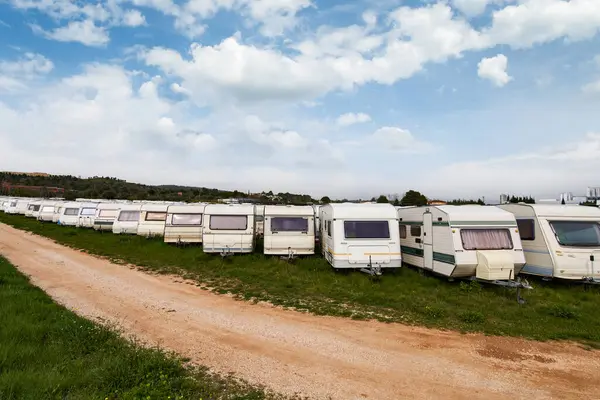 Caravan Old Camping Sale Used Camping Stok Resim