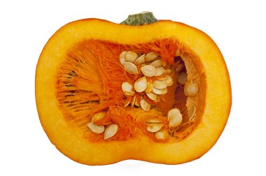 Cross-section of fresh pumpkin isolated on white background
