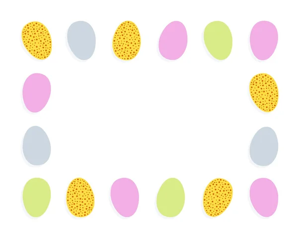 Happy Easter Decorative Frame Made Easter Eggs White Background Vector — Stock Vector