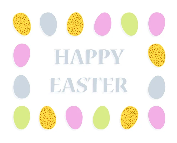 Happy Easter Decorative Frame Made Easter Eggs White Background Vector — Stock Vector