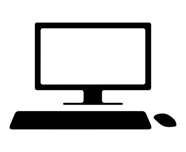 Zestaw Komputerowy Monitorem Klawiaturą Myszką Komputerową Ilustracja Wektora Białym Tle — Wektor stockowy