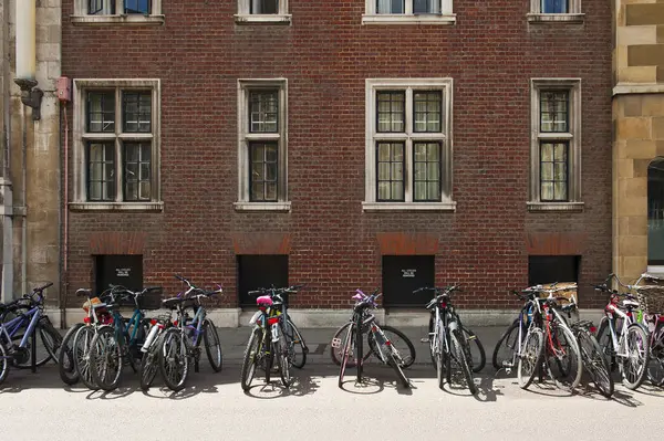 Many Bicycles Standing Row Cambridge England — Stock Photo, Image