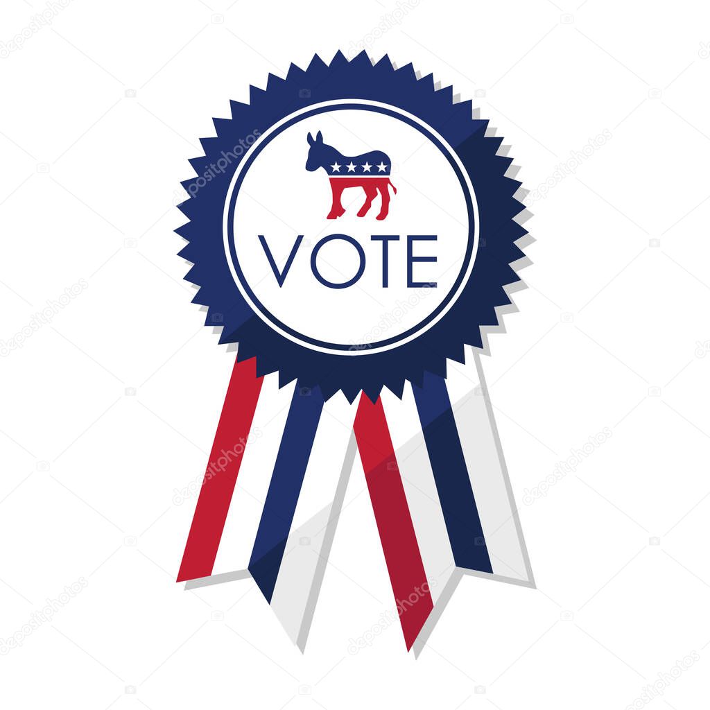 Democratic Party Vote Badge vector illustration on white background