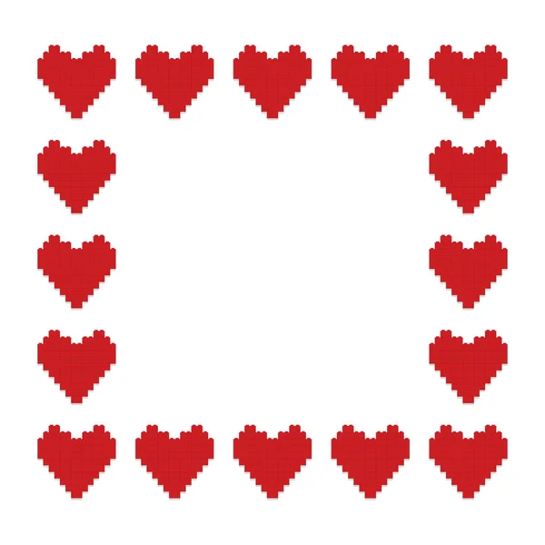 Декоративна Рамка Червоних Сердець Блоків Білому Тлі Векторні Ілюстрації — стоковий вектор