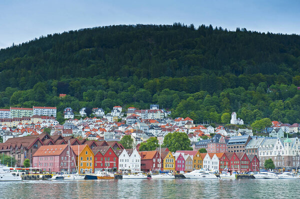 Beautiful landscape of Bergen with Bryggen in Norway