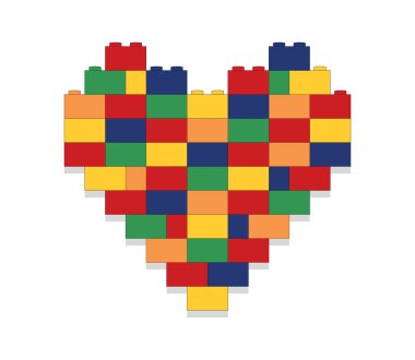 Colorful heart made of blocks on white background vector illustration clipart