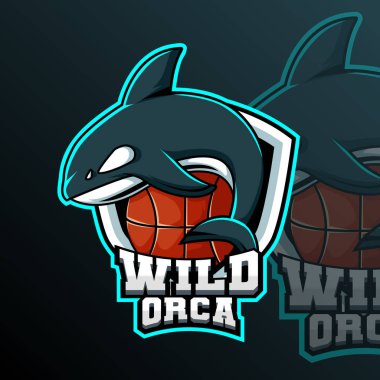  Wild Orca Basketball Animal Logo Sport Club Team Badge