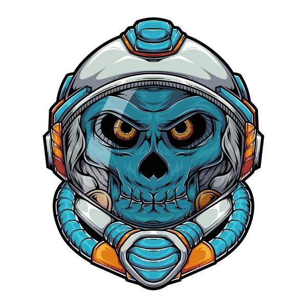 Ilustración Del Personaje Mascota Del Cráneo Humano Astronauta — Vector de stock