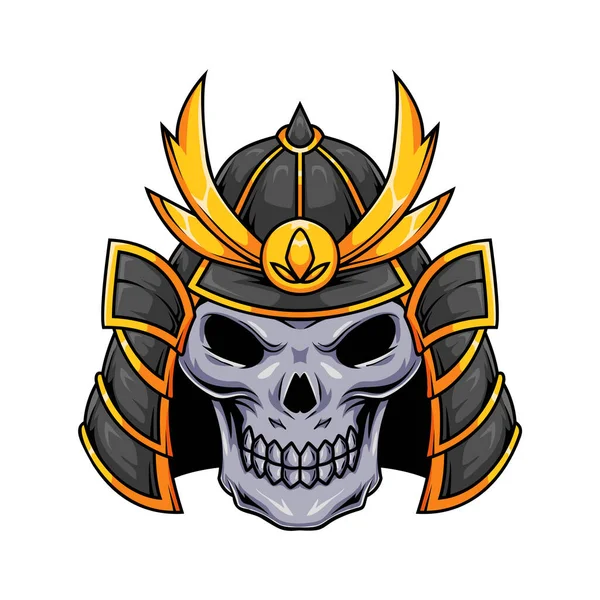 stock vector Illustration of samurai human skull mascot character wearing military helmet