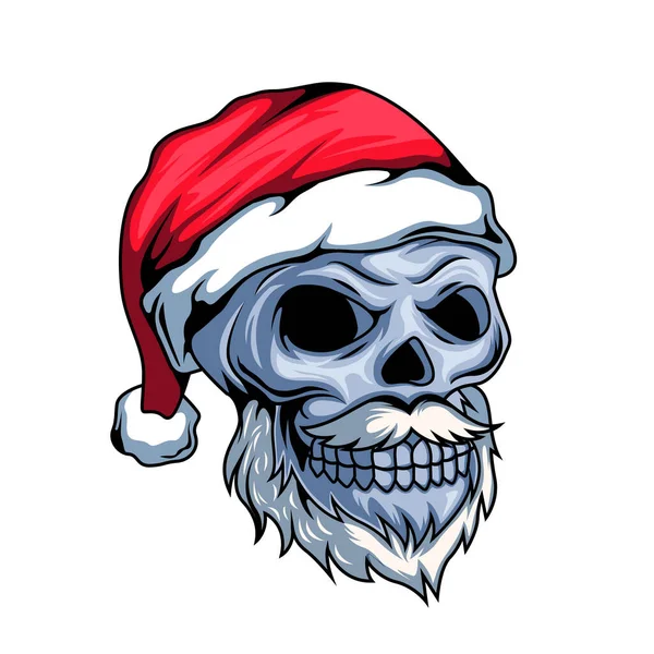 Illustration Von Weihnachtsmann Menschlichen Schädel Maskottchen Charakter Trägt Weihnachtsmütze — Stockvektor