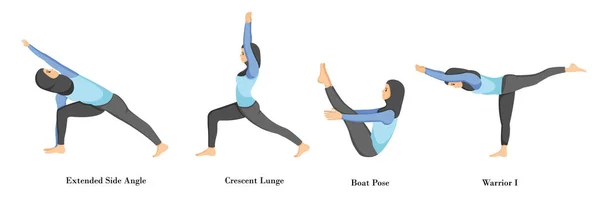 Illustration Muslimischer Frauen Bei Yoga Pose Übungen — Stockvektor