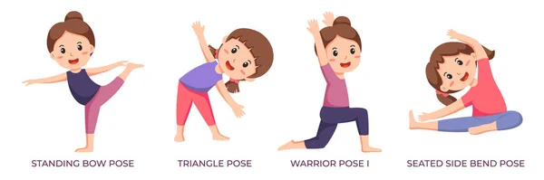 Yoga Yapan Kadınlar Poz Egzersizleri Yapıyor — Stok Vektör
