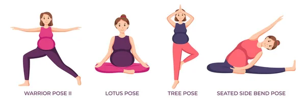 Illustration Von Männern Und Frauen Bei Yoga Pose Übungen — Stockvektor