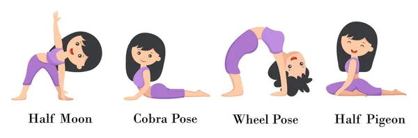 Illustration Von Männern Und Frauen Bei Yoga Pose Übungen — Stockvektor