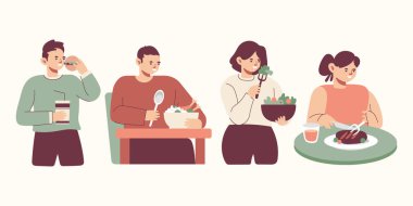 Modern biçim vektör illüstrasyonunda yer alan çizgi film karakterinin keyfini çıkarın.