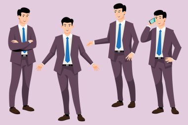 Modern tarz vektör illüstrasyonunda takım elbiseli bir iş adamı.