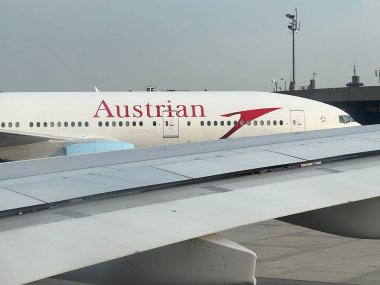 NEWARK NJ - JUL 1: Austrian Airlines Plane at Newark Liberty International Airport in Newark, New Jersey, as seen on July 1, 2022.