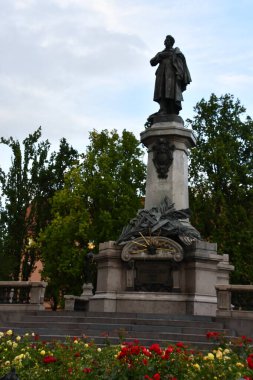 WARSAW, POLAND - JUL 10: Adam Mickiewicza Monument in Warsaw, Poland, as seen on July 10, 2022.