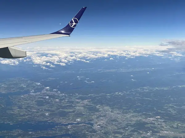 Oslo Noruega Jul Vista Aérea Europa Com Asa Lot Polish — Fotografia de Stock