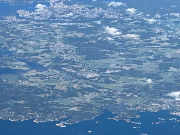 Aerial View of Europe from an Airplane