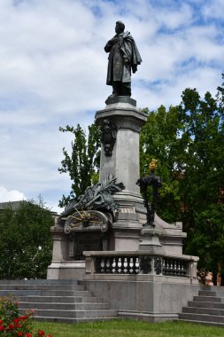 WARSAW, POLAND - JUL 10: Adam Mickiewicza Monument in Warsaw, Poland, as seen on July 10, 2022.