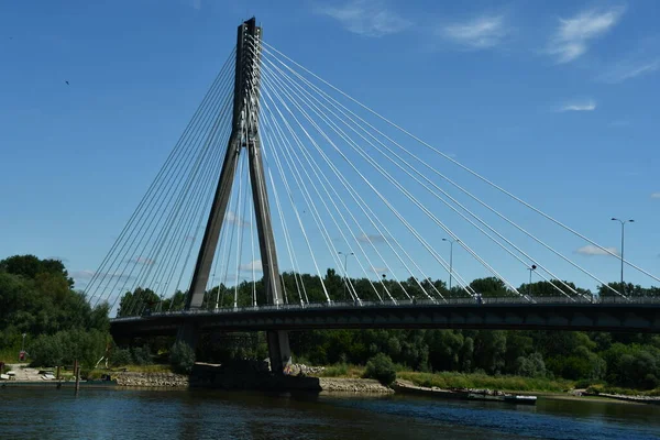 Warsaw Poland Jul Swietokrzyski Bridge Över Floden Vistula Warszawa Polen — Stockfoto