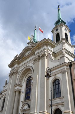 WARSAW, POLAND - JUL 10: Field Cathedral of Polish Army, also known as Katedra Polowa Wojska Polskiego and Church of Our Lady Queen of Polish Crown, in Warsaw, Poland, as seen on July 10, 2022.