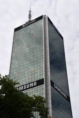 WARSAW, POLAND - JUL 15: Warsaw Marriott Hotel in Warsaw, Poland, as seen on July 15, 2022.