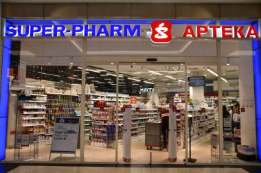 WARSAW, POLAND - JUL 16: Super-Pharm Apteka at Westfield Arkadia shopping mall in Warsaw, Poland, as seen on July 16, 2022.