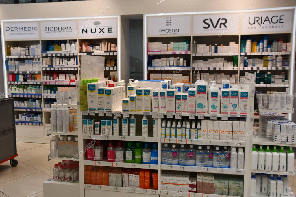 WARSAW, POLAND - JUL 16: Super-Pharm Apteka at Westfield Arkadia ...