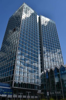 WARSAW, POLAND - JUL 15: PKO Bank Polski Building in Warsaw, Poland, as seen on July 15, 2022.