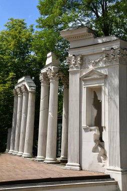 WARSAW, POLAND - JUL 15: Amphitheatre at Royal Lazienki Museum in Warsaw, Poland, as seen on July 15, 2022.