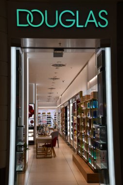 WARSAW, POLAND - JUL 16: Douglas store at Galeria Mokotow shopping mall in Warsaw, Poland, as seen on July 16, 2022.