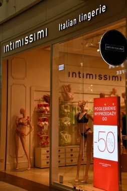 WARSAW, POLAND - JUL 16: Intimissimi store at Galeria Mokotow shopping mall in Warsaw, Poland, as seen on July 16, 2022.