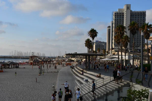 Tel Aviv Israel Lipca Plaża Tel Awiwie Izrael Jak Widać — Zdjęcie stockowe