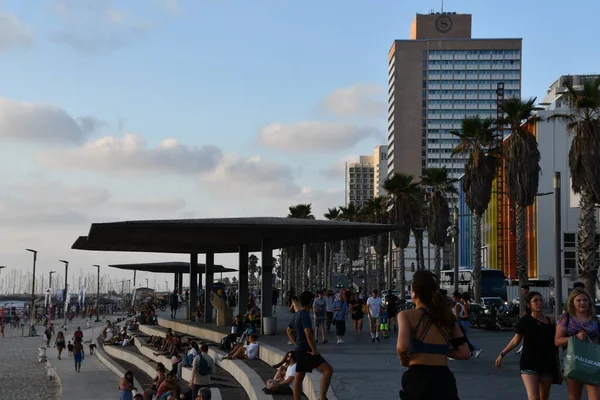 Tel Aviv Israel Jul Пляж Тель Авіві Ізраїль Видно Липня — стокове фото