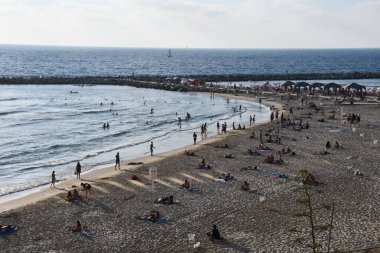 TEL AVIV, ISRAEL - 18 Temmuz 2021 'de İsrail' in Tel Aviv plajı.