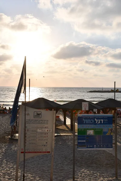 stock image TEL AVIV, ISRAEL - JUL 18: Beach in Tel Aviv, Israel, as seen on July 18, 2021.