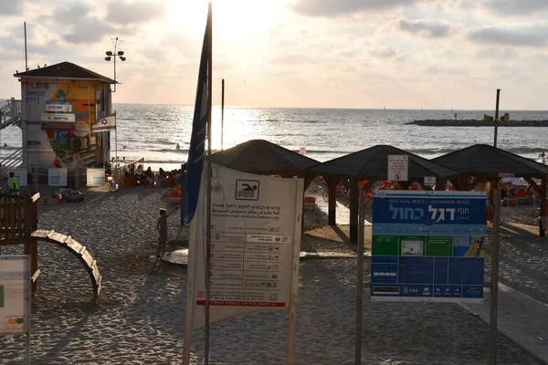 Tel Aviv Israel Jul Pláž Tel Avivu Izrael Viz Července — Stock fotografie