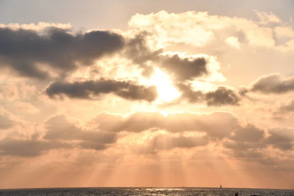Вид Сонця Пляжу Тель Авіві Ізраїль — стокове фото