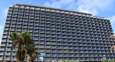 TEL AVIV, ISRAEL - JUL 18: Hilton Hotel in Tel Aviv, Israel, as seen on July 18, 2022.