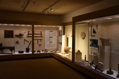 TEL AVIV, ISRAEL - 20 Temmuz 2022 'de İsrail' in Tel Aviv kentindeki Muza Eretz Müzesi 'nde İnsan ve Çalışma Pavyonu. 