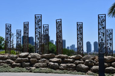 TEL AVIV, ISRAEL - JUL 20: Skyline 2020 by Avner Sher sculpture at Muza Eretz Israel Museum in Tel Aviv, Israel, as seen on July 20, 2022.