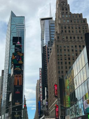 NEW YORK, NY - JUN 18: Times Square, featured with Broadway Theaters and animated LED signs, in Manhattan, as seen on Jun 18, 2022. It is a symbol of New York City and the United States.